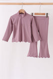 Dusty plum scallped zipper active set - Aaria Tees Aaria Tees