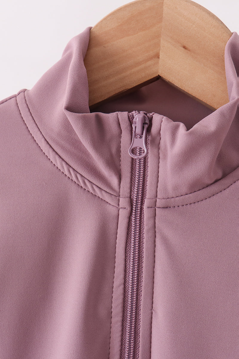 Dusty plum scallped zipper active set - Aaria Tees Aaria Tees