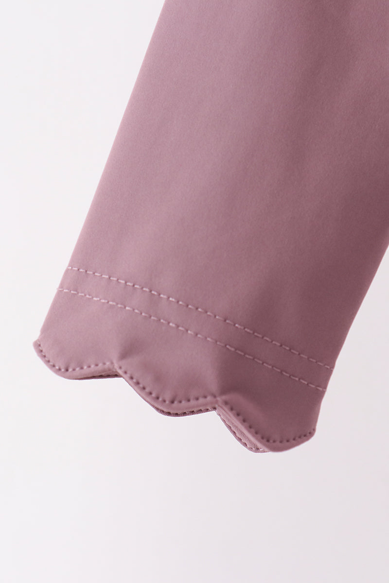 Dusty plum scallped zipper active set - Aaria Tees Aaria Tees