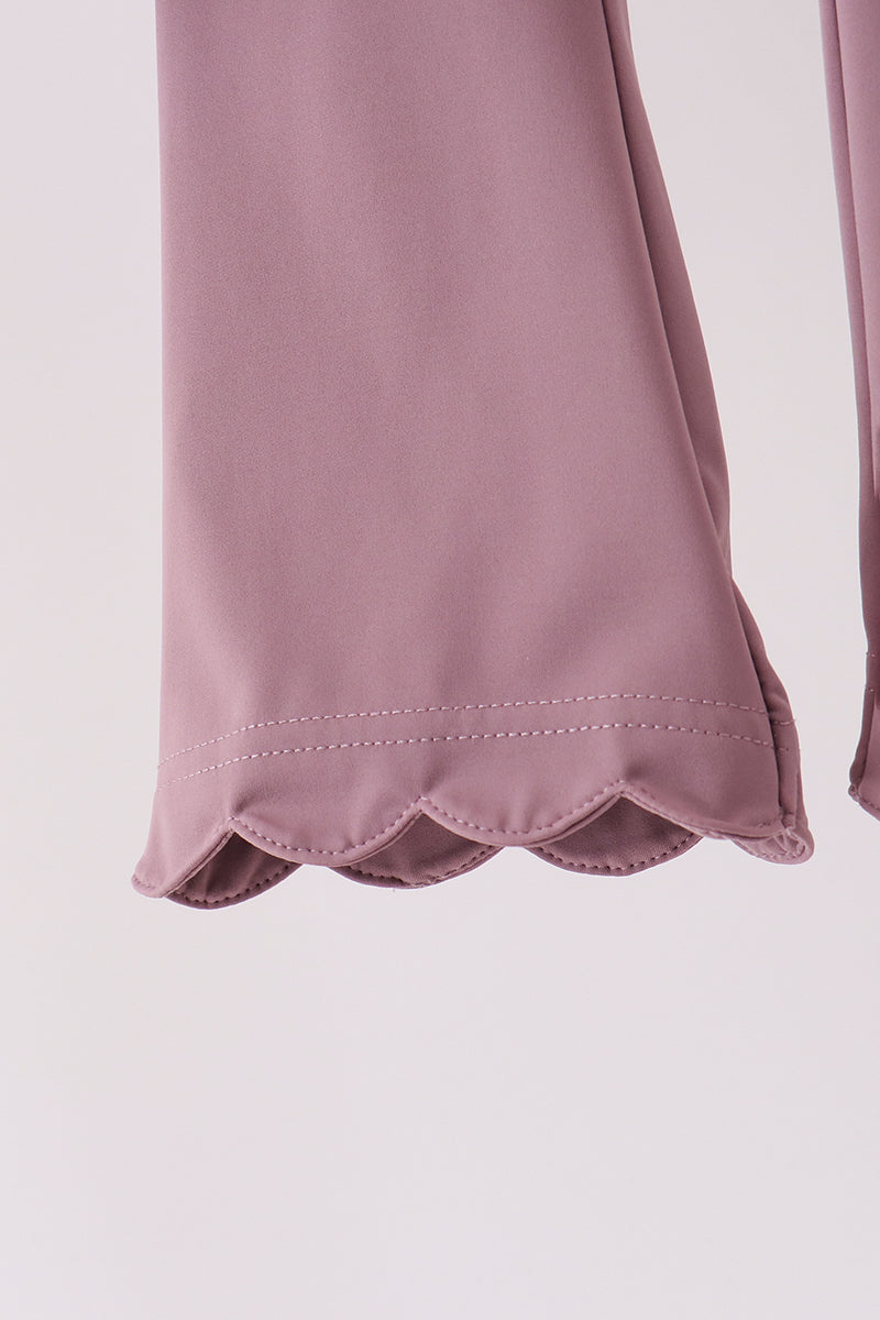Dusty plum scallped zipper active set - Aaria Tees Aaria Tees