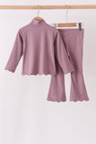 Dusty plum scallped zipper active set - Aaria Tees Aaria Tees