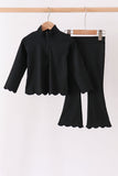 Black scallped zipper active set - Aaria Tees Aaria Tees