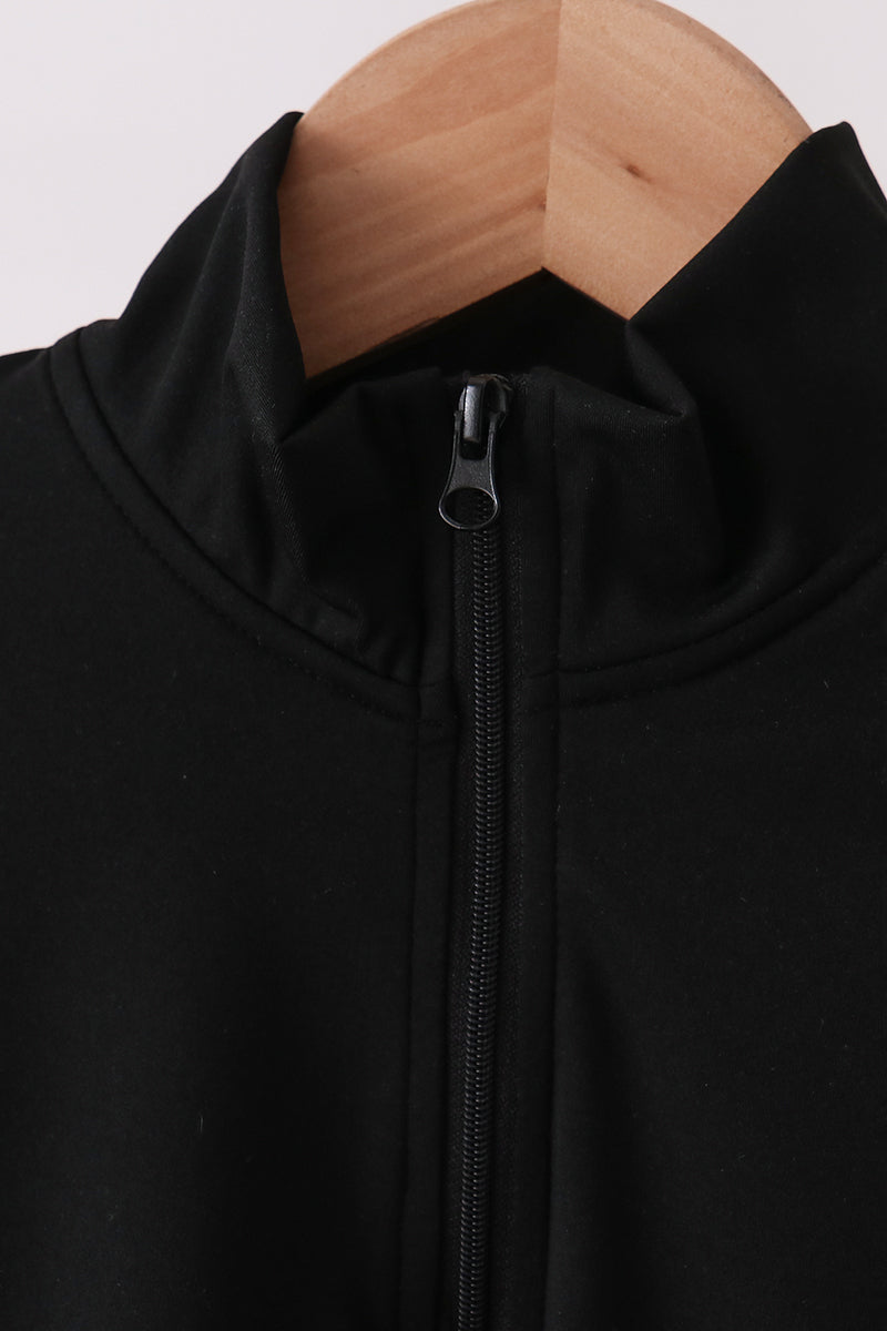 Black scallped zipper active set - Aaria Tees Aaria Tees