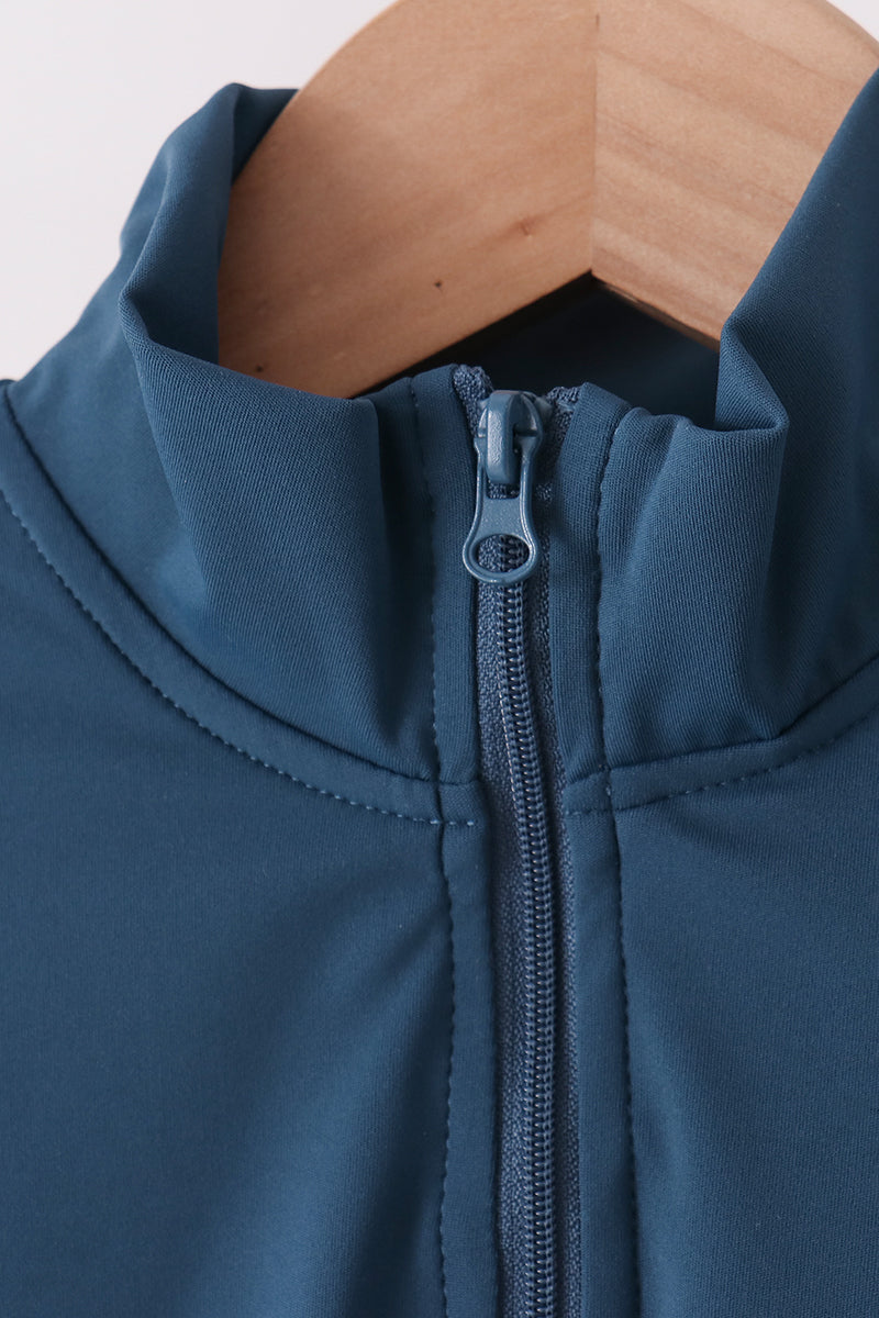 Navy scallped zipper active set - Aaria Tees Aaria Tees