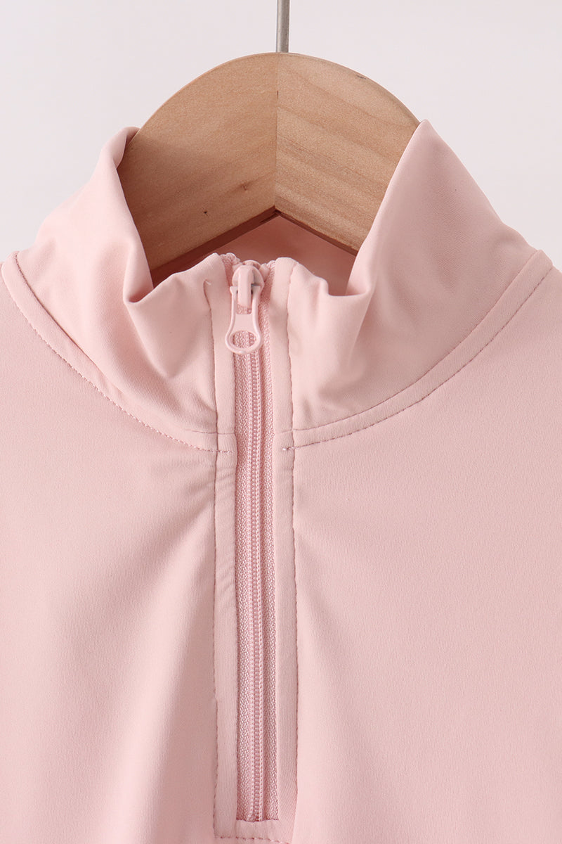 Pink scallped zipper active set - Aaria Tees Aaria Tees