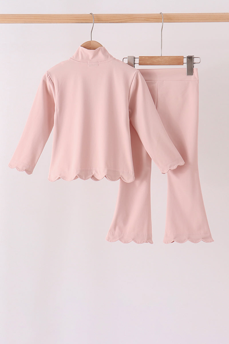 Pink scallped zipper active set - Aaria Tees Aaria Tees
