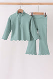 Sage scallped zipper active set - Aaria Tees Aaria Tees