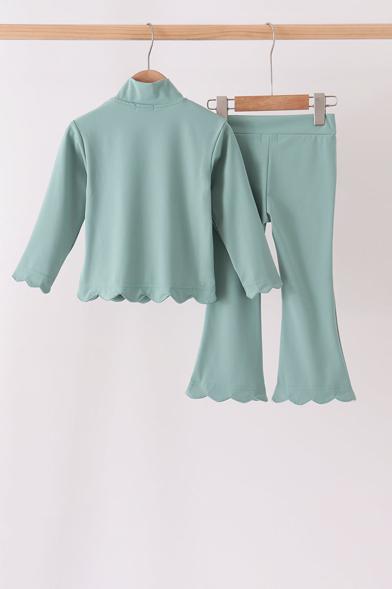 Sage scallped zipper active set - Aaria Tees Aaria Tees