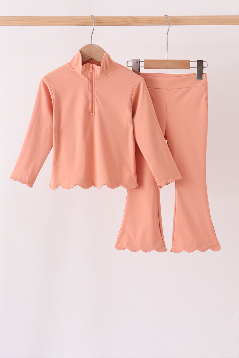 Coral scallped zipper active set - Aaria Tees Aaria Tees