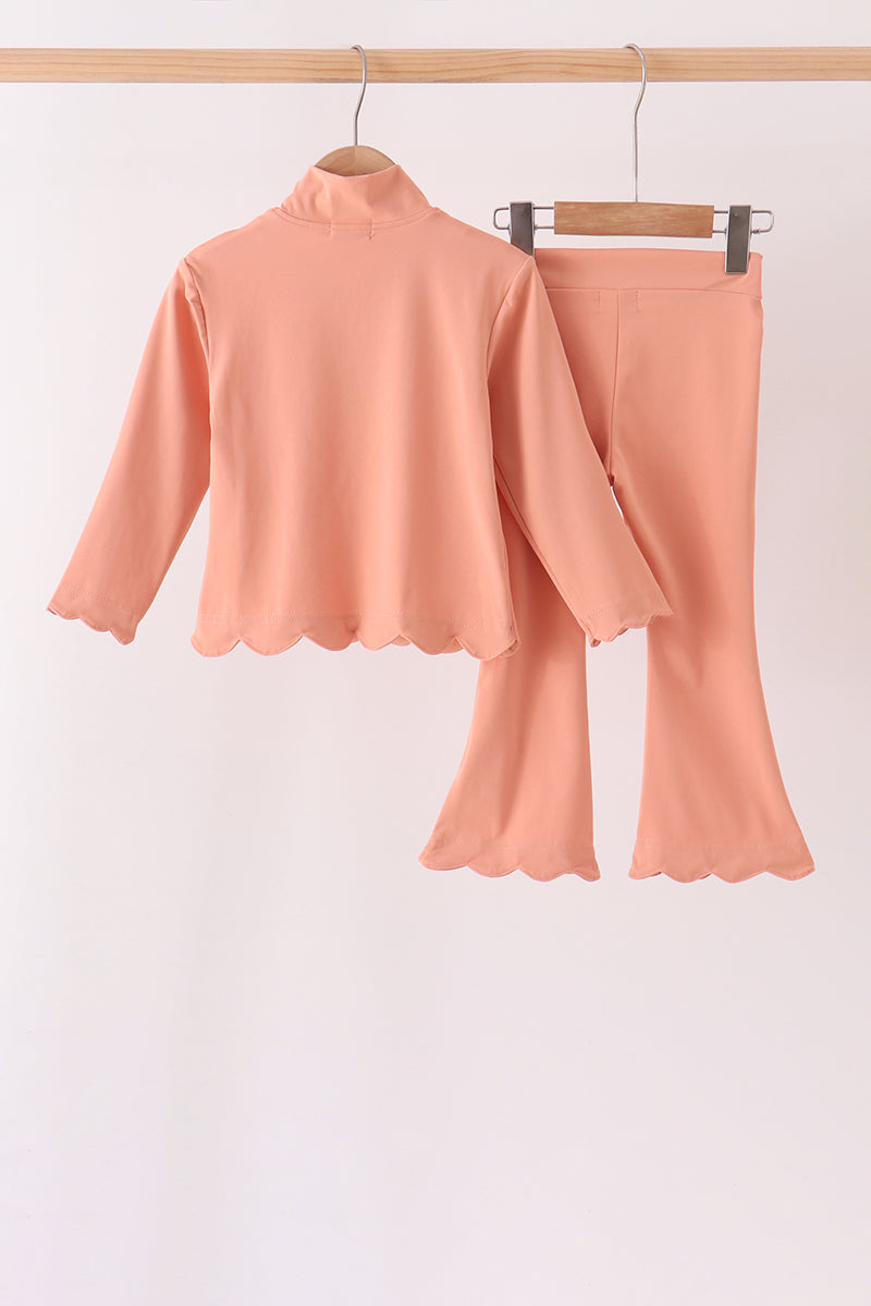 Coral scallped zipper active set - Aaria Tees Aaria Tees