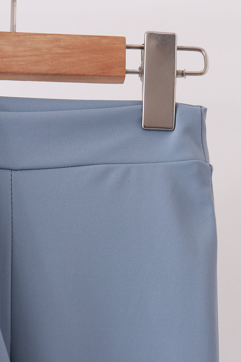 Dusty slate blue scallped zipper active set - Aaria Tees Aaria Tees