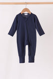 Navy zipper bamboo anti-slip romper - Aaria Tees Aaria Tees