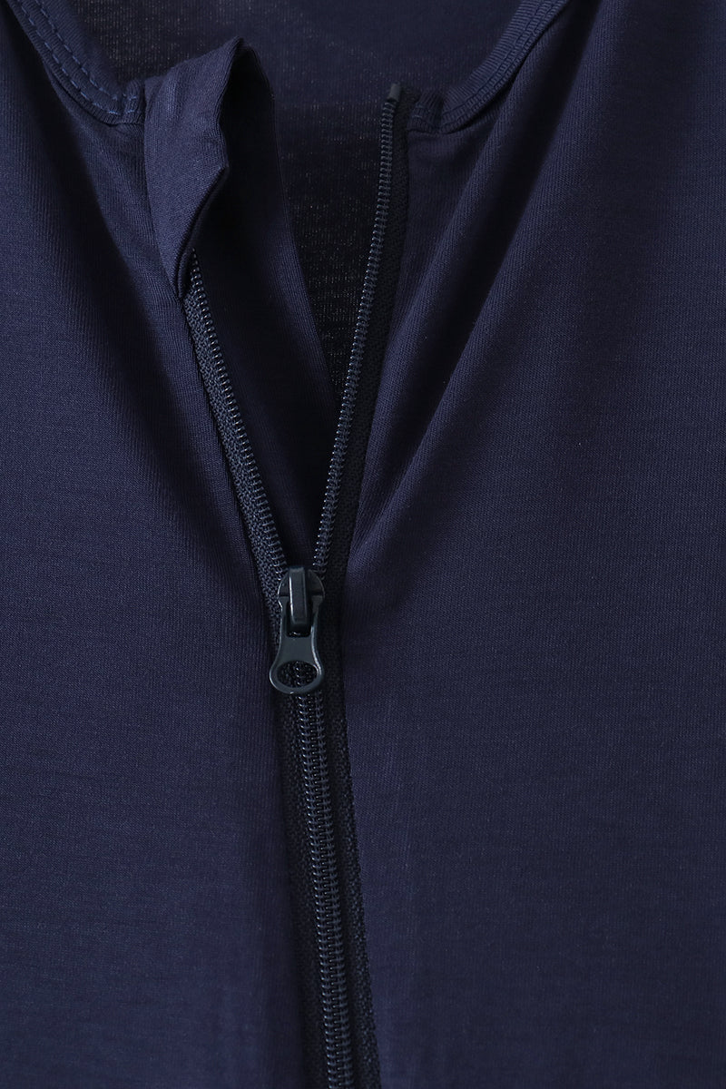 Navy zipper bamboo anti-slip romper - Aaria Tees Aaria Tees