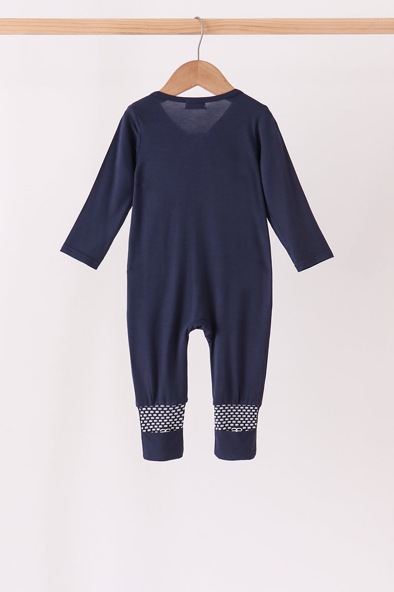 Navy zipper bamboo anti-slip romper - Aaria Tees Aaria Tees