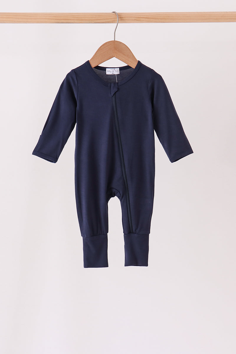 Navy zipper bamboo romper - Aaria Tees