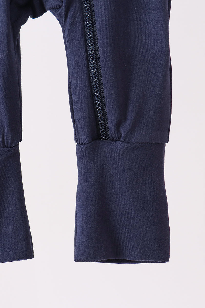 Navy zipper bamboo romper - Aaria Tees Aaria Tees