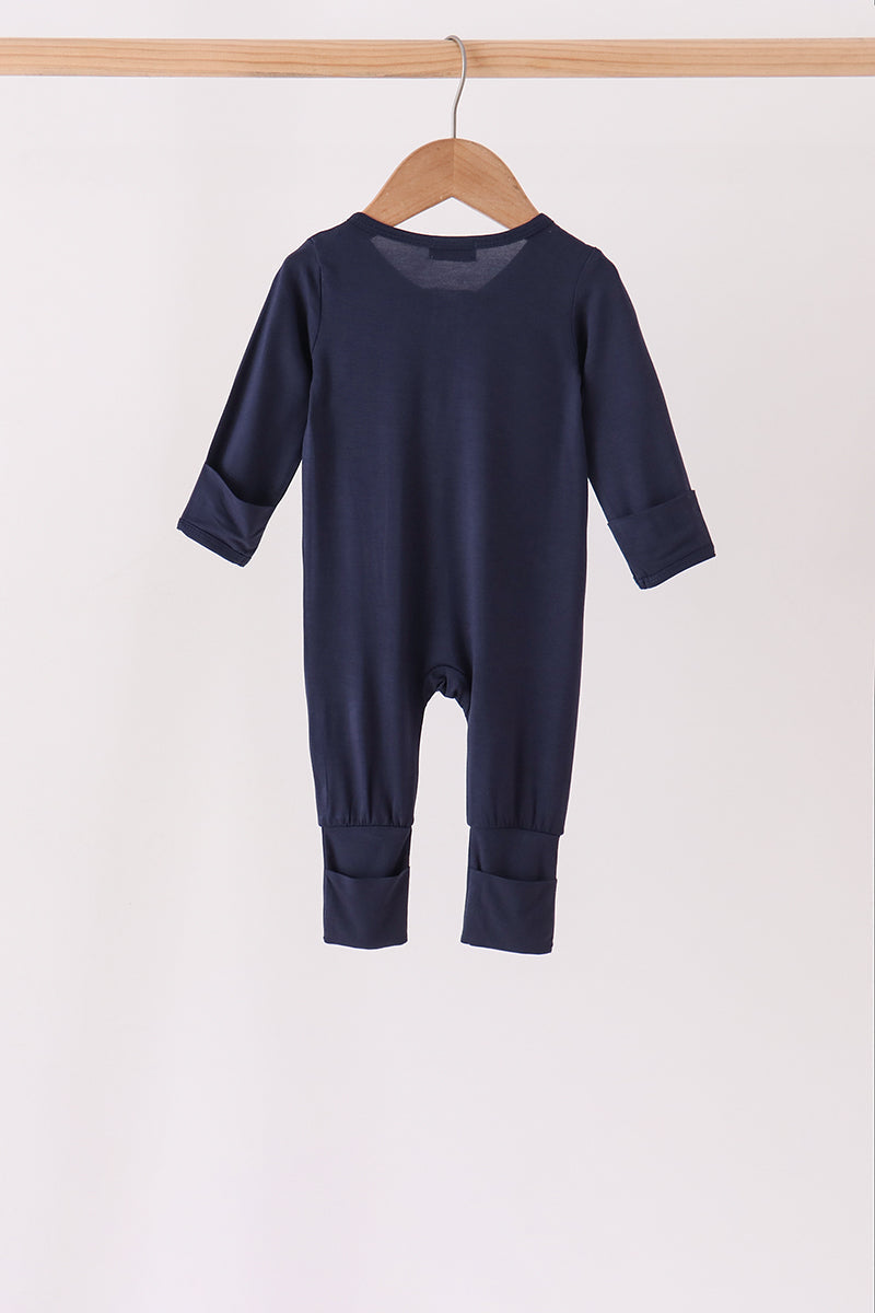 Navy zipper bamboo romper - Aaria Tees Aaria Tees