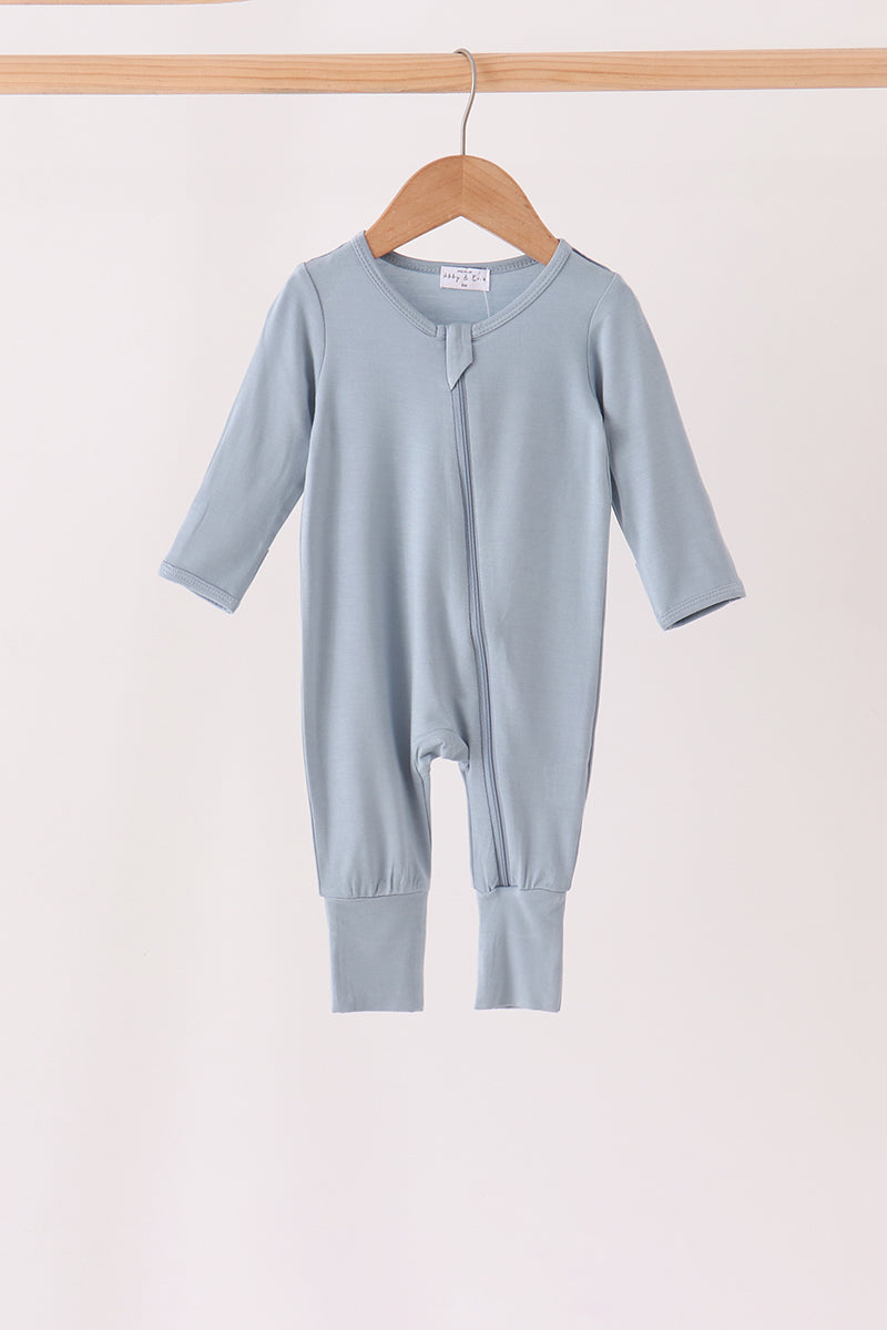 Blue zipper bamboo romper - Aaria Tees