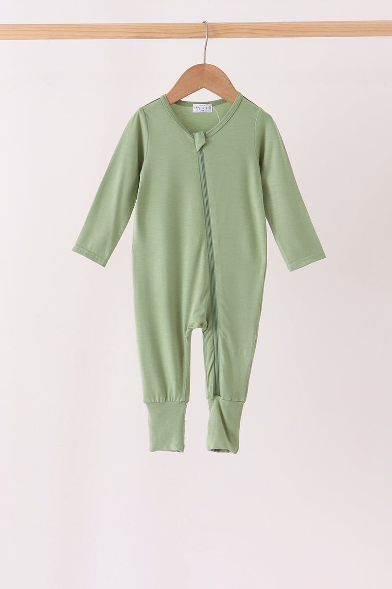 Green zipper bamboo anti-slip romper - Aaria Tees