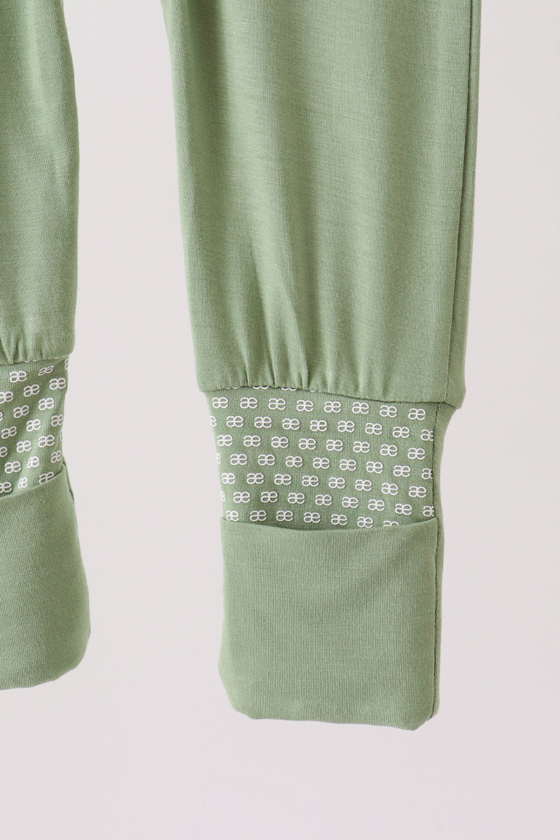 Green zipper bamboo anti-slip romper - Aaria Tees Aaria Tees