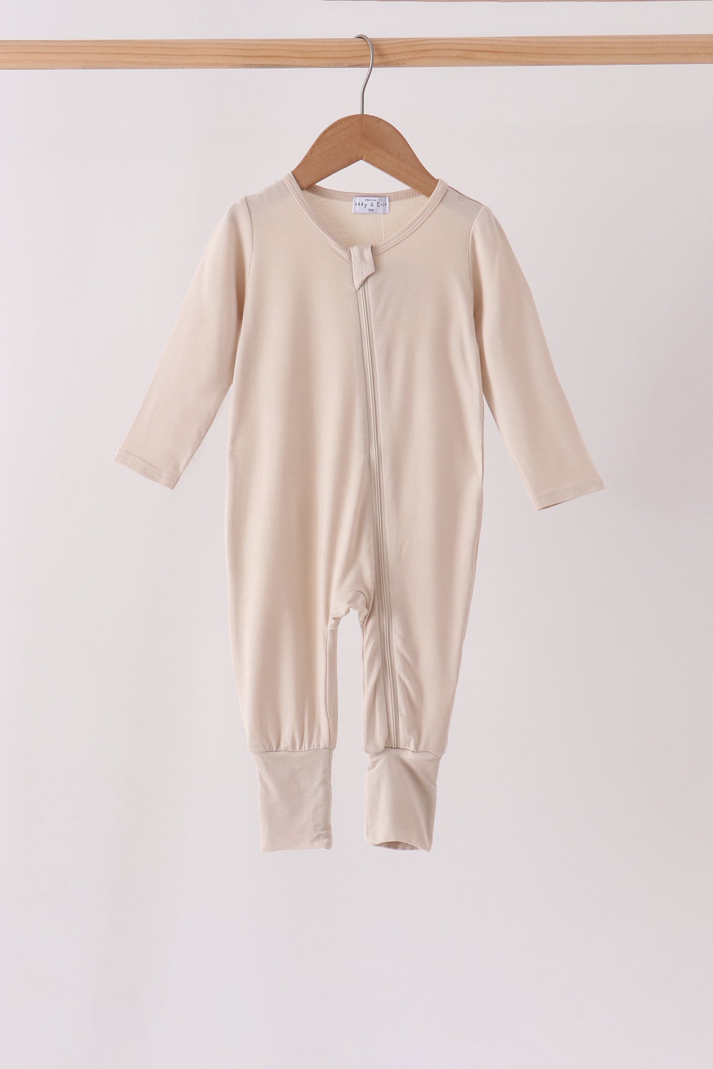 Beige zipper bamboo anti-slip romper - Aaria Tees Aaria Tees