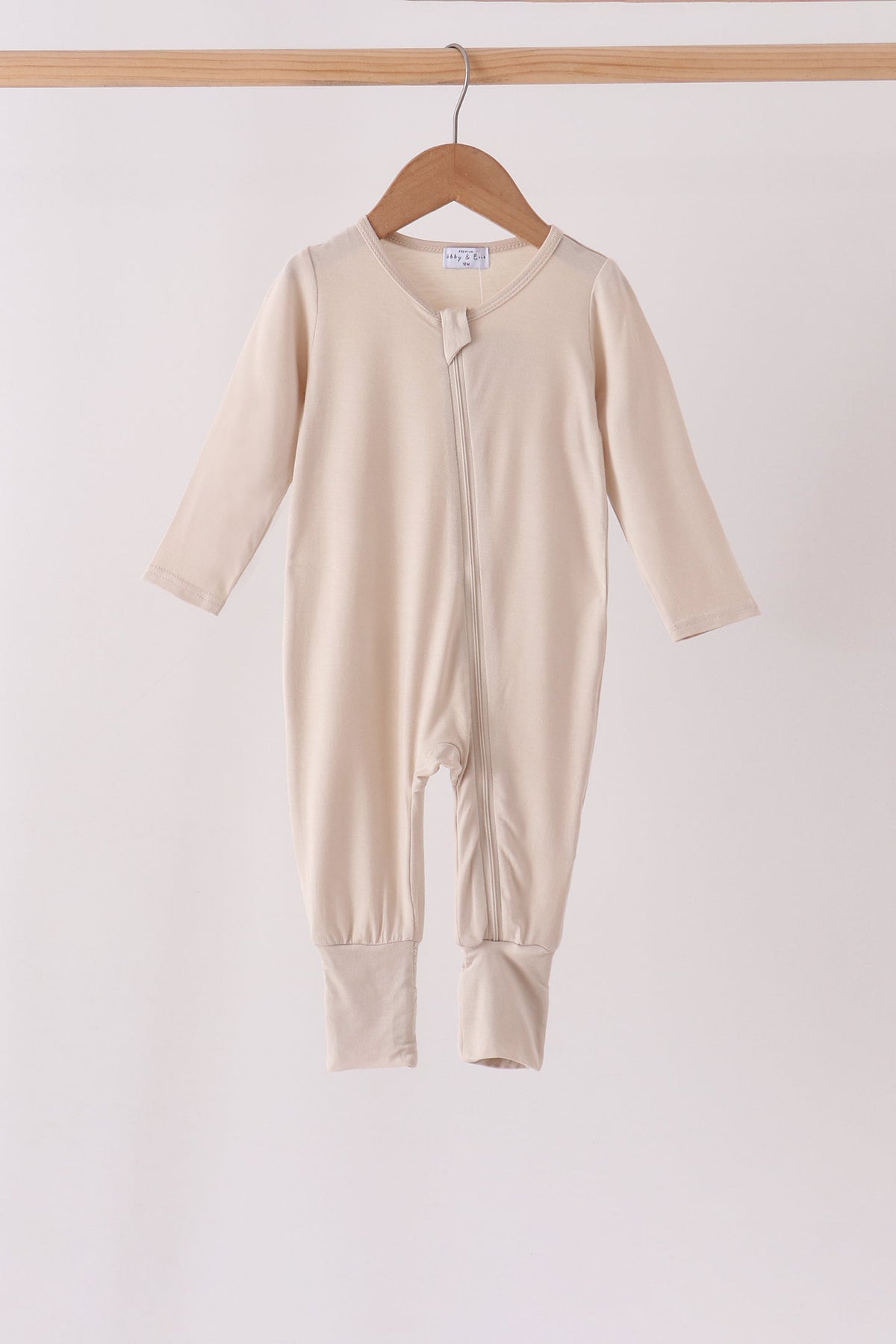 Beige zipper bamboo anti-slip romper - Aaria Tees