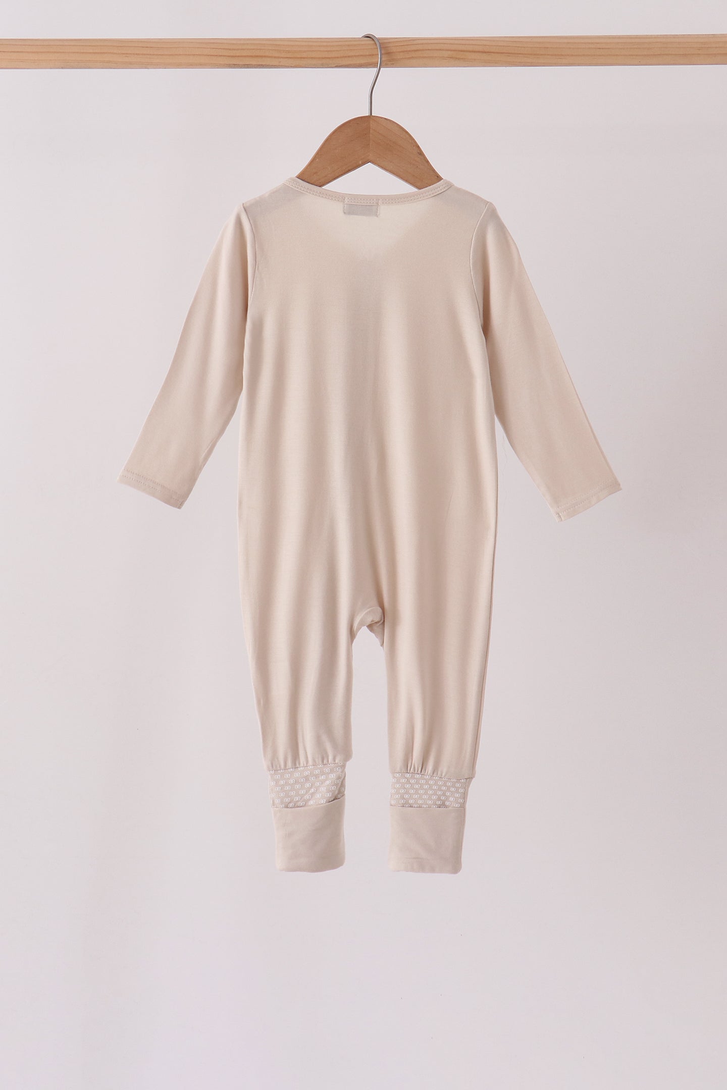 Beige zipper bamboo anti-slip romper - Aaria Tees Aaria Tees