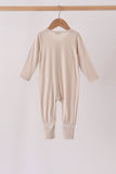 Beige zipper bamboo anti-slip romper - Aaria Tees Aaria Tees