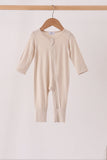Beige zipper bamboo romper - Aaria Tees Aaria Tees