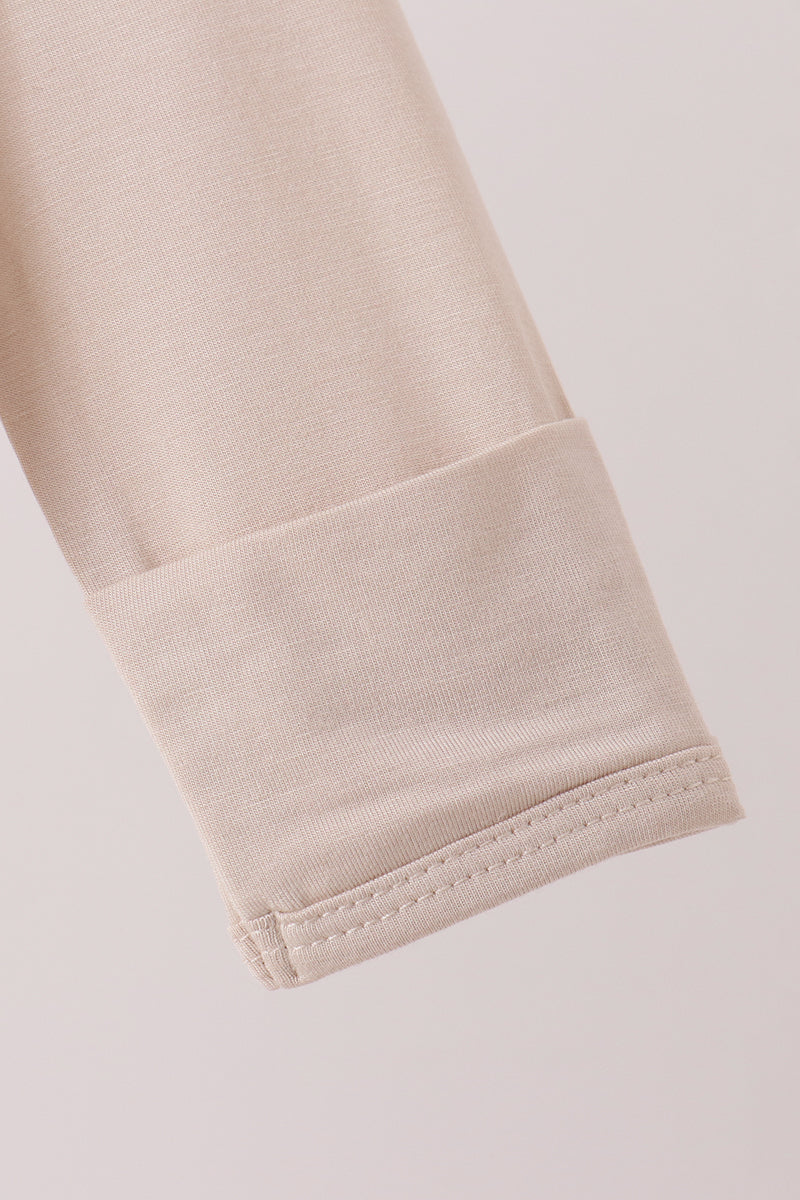 Beige zipper bamboo romper - Aaria Tees Aaria Tees