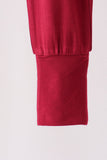 Burgundy ruffle zipper bamboo romper – view 3 Aaria Tees