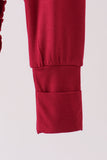 Burgundy ruffle zipper bamboo romper – view 4 Aaria Tees