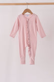 Pink ruffle zipper bamboo anti-slip romper – wholesale for boutiques | Honeydew USA Aaria Tees