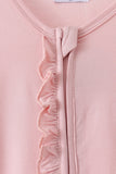 Pink ruffle zipper bamboo anti-slip romper – view 3 Aaria Tees
