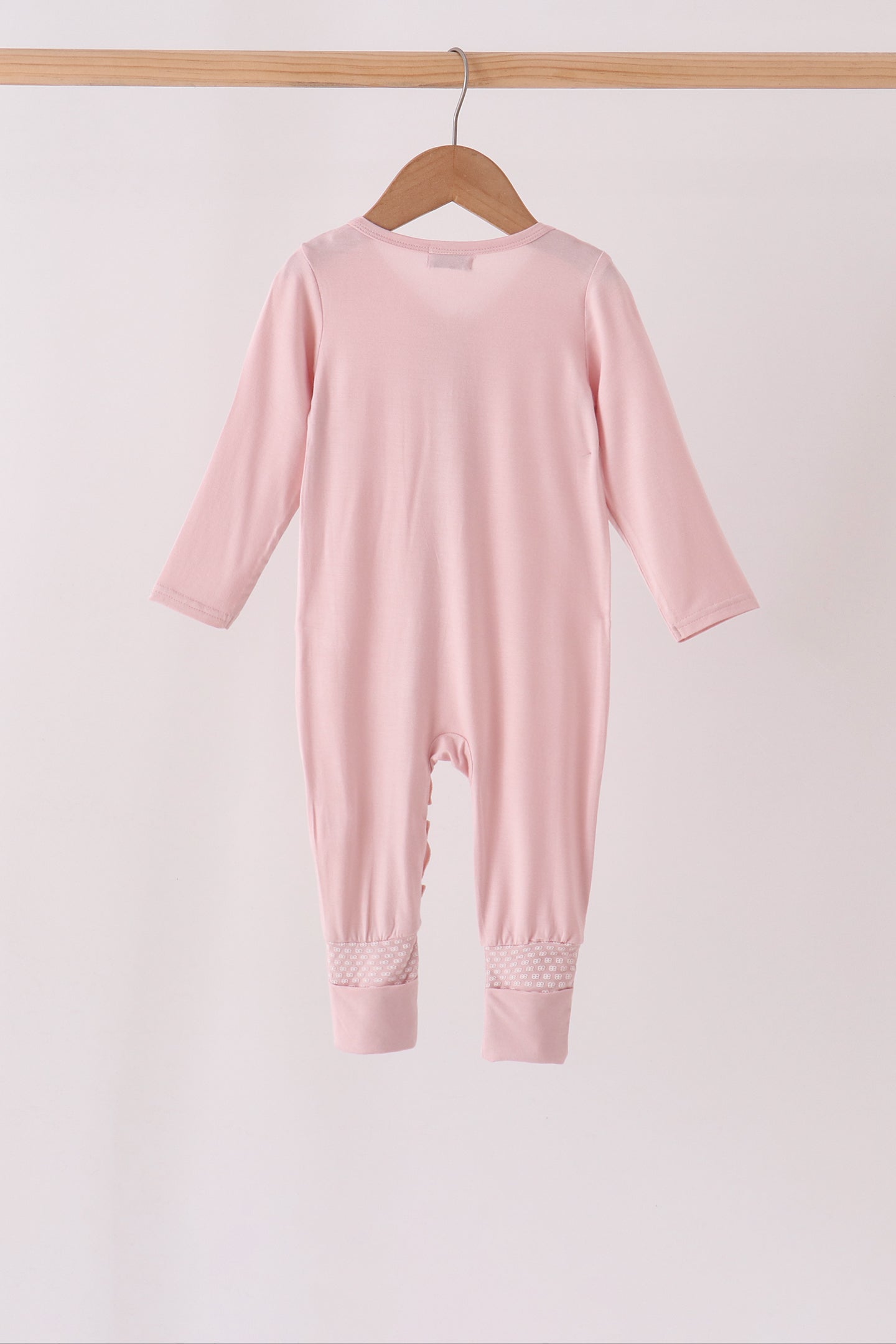 Pink ruffle zipper bamboo anti-slip romper – view 6 Aaria Tees