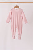 Pink ruffle zipper bamboo anti-slip romper – view 6 Aaria Tees