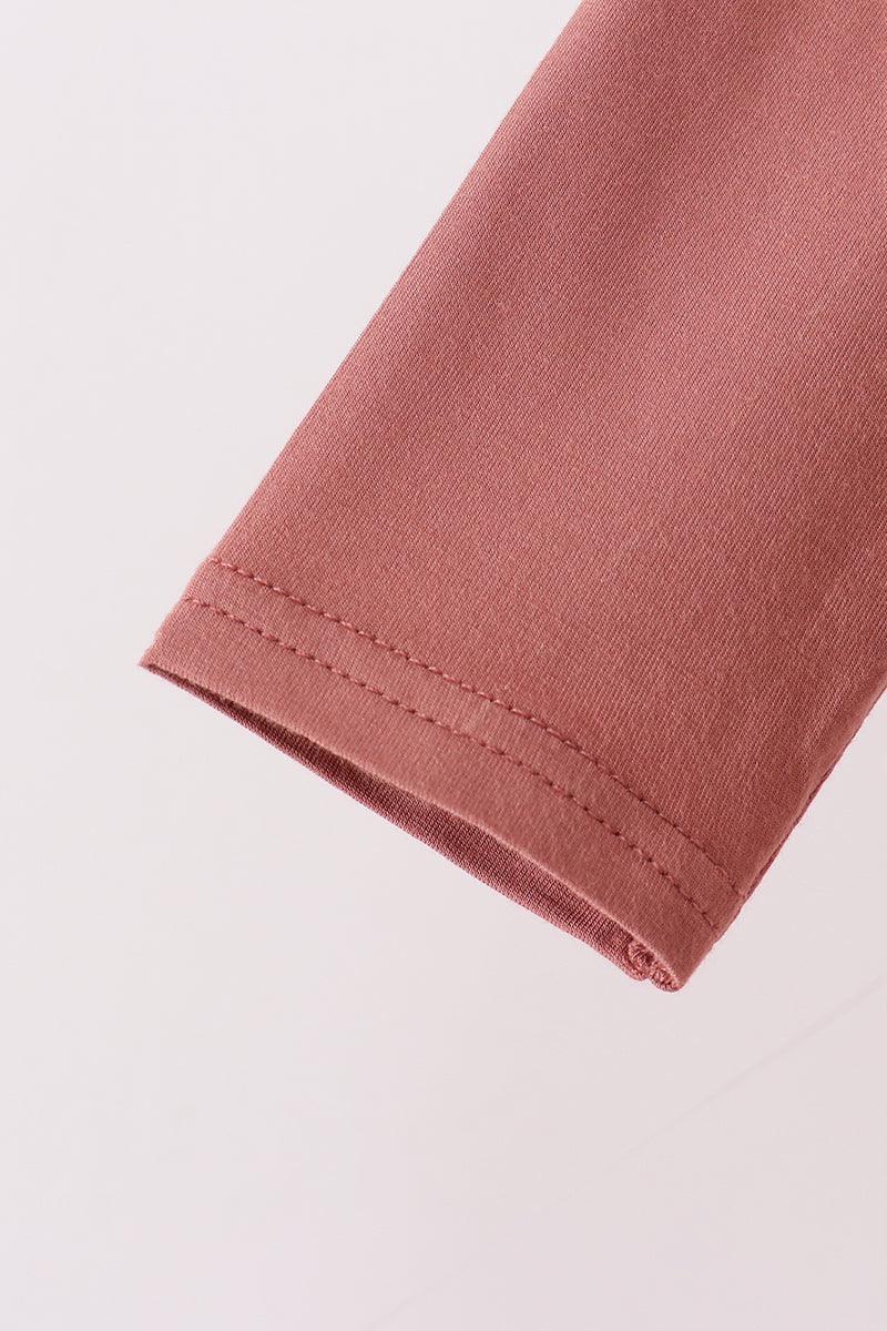 Dusty rose ruffle zipper bamboo anti-slip romper – view 2 Aaria Tees