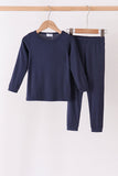 Navy bamboo pajama set – wholesale for boutiques | Honeydew USA Aaria Tees