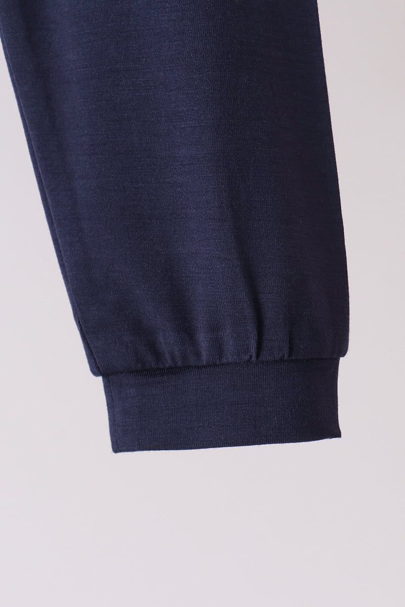 Navy bamboo pajama set – view 5 Aaria Tees