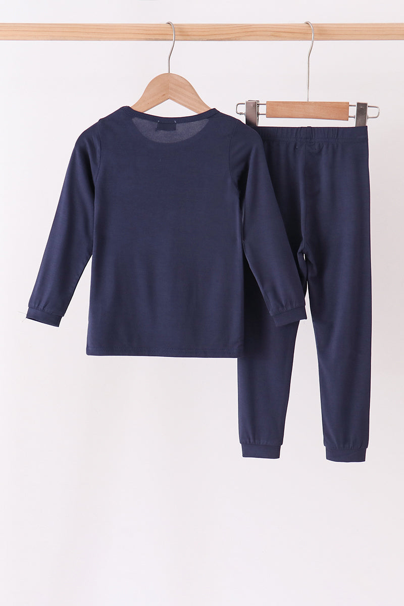 Navy bamboo pajama set – view 6 Aaria Tees