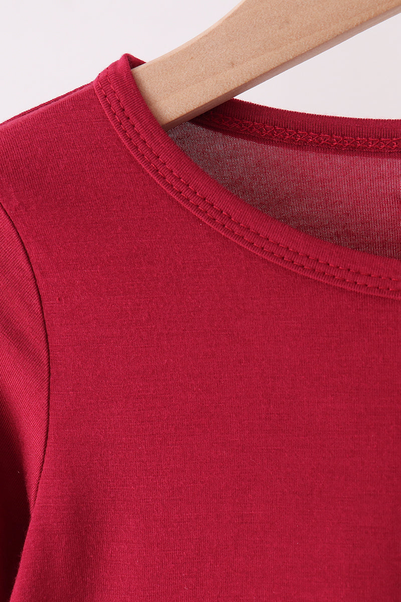 Burgundy bamboo pajama set – view 2 Aaria Tees