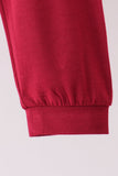Burgundy bamboo pajama set – view 5 Aaria Tees
