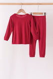 Burgundy bamboo pajama set – view 6 Aaria Tees