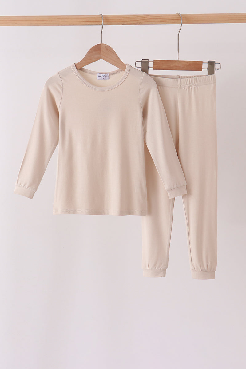 Beige bamboo pajama set – wholesale for boutiques | Honeydew USA Aaria Tees