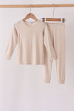 Beige bamboo pajama set – wholesale for boutiques | Honeydew USA Aaria Tees