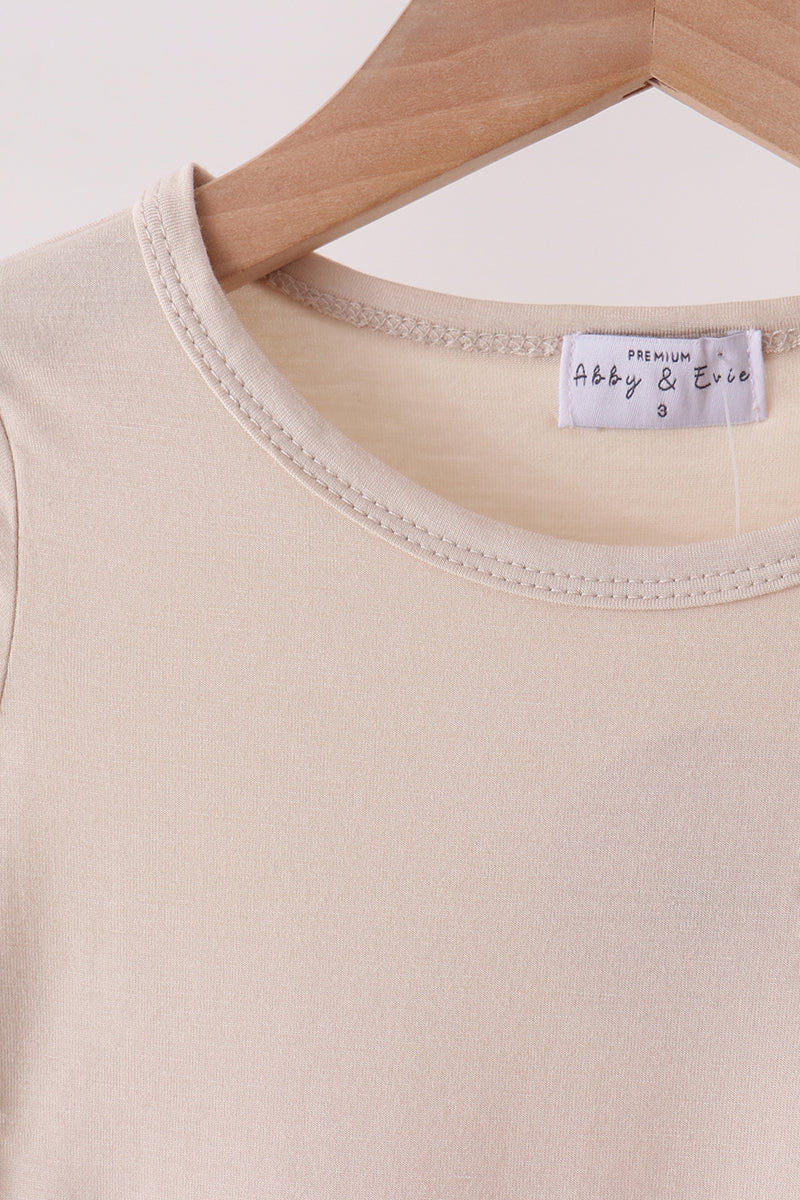 Beige bamboo pajama set – view 2 Aaria Tees