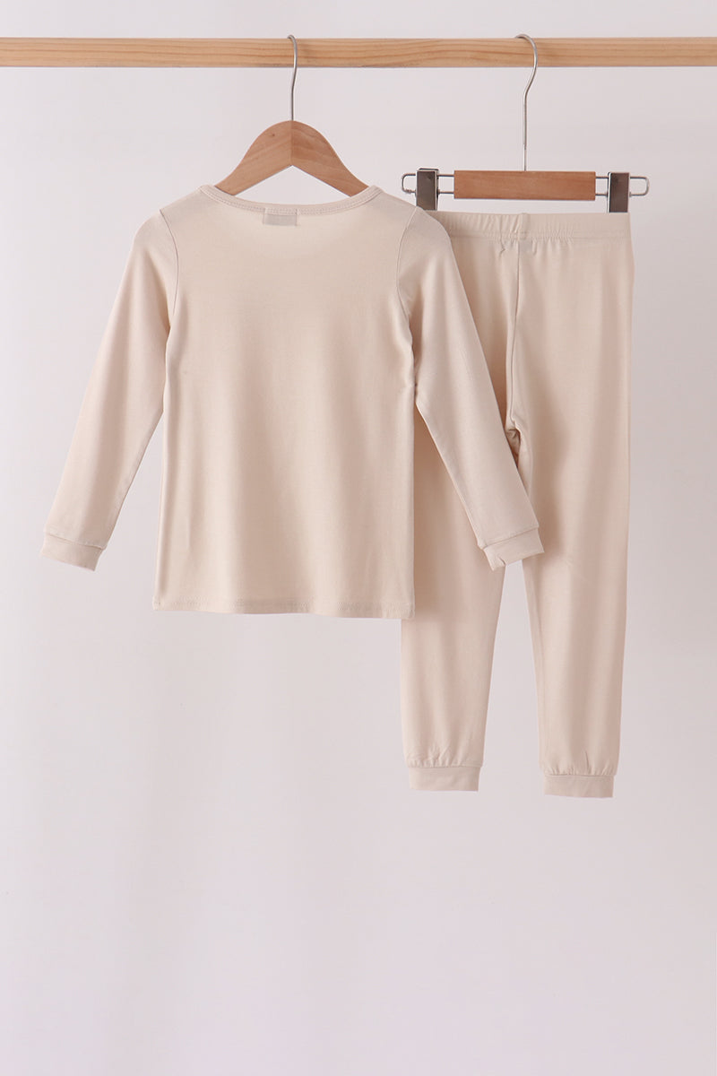 Beige bamboo pajama set – view 5 Aaria Tees
