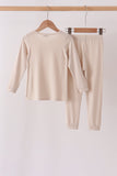 Beige bamboo pajama set – view 5 Aaria Tees