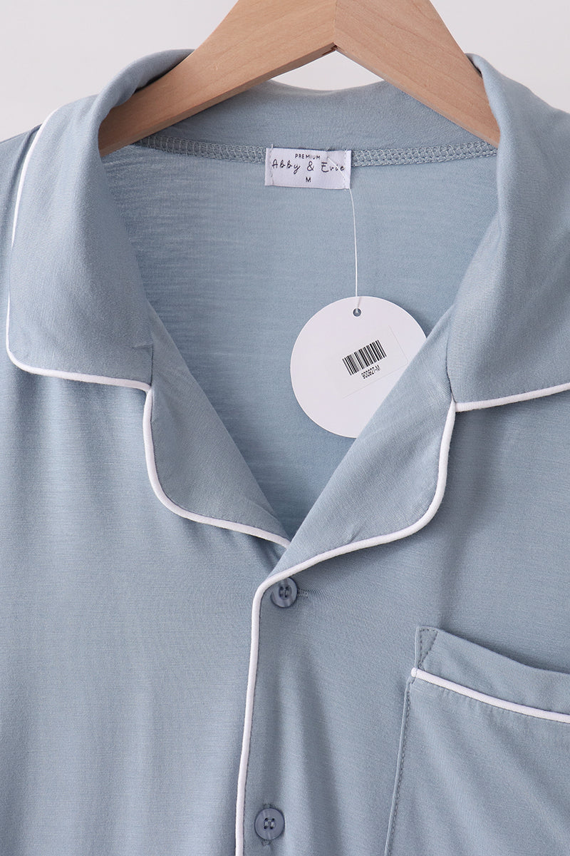 Blue bamboo mom pajama set – view 2 Aaria Tees