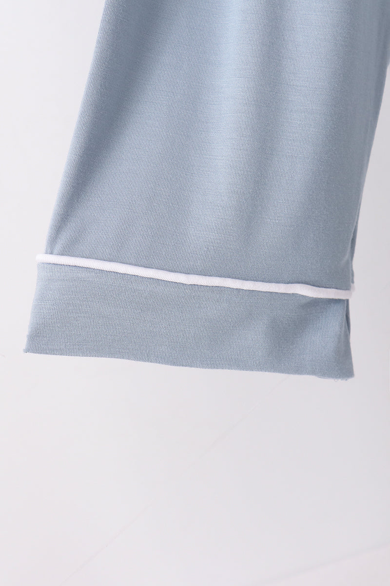 Blue bamboo mom pajama set – view 5 Aaria Tees